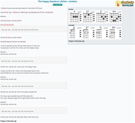 Chord: The Happy Wanderer (failed - reindex) - Frank Weir - tab, song ...