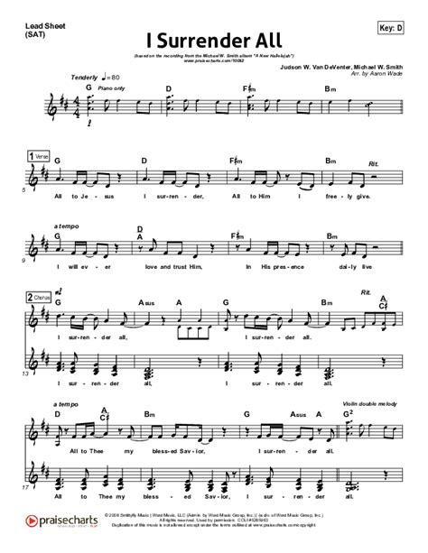 I Surrender All Sheet Music PDF (Michael W. Smith) - PraiseCharts