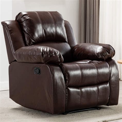 Home Air Leather Recliner Chair Overstuffed Heavy Duty Recliner - Faux Leather Home Theater ...