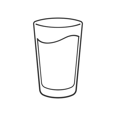 Tall glass cup full of water or liquid outline clipart element. Simple flat vector illustration ...