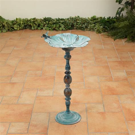 Antique Green Metal Birdbath 27"