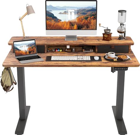 Amazon.com: FEZIBO Height Adjustable Electric Standing desk with Double ...