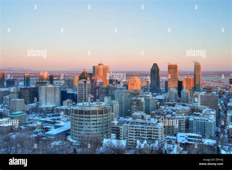 Montreal skyline at sunset, in Winter Stock Photo - Alamy