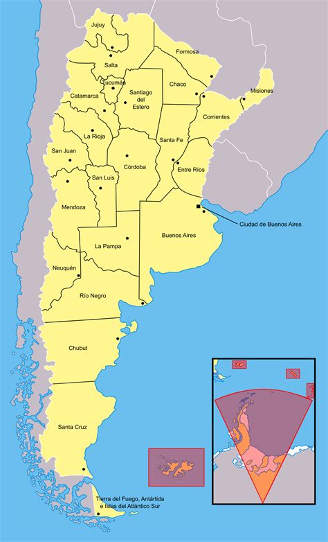 Mapa de Argentina con los nombres de sus provincias - Mapa de Argentina