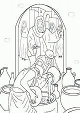 Jesus Turns Water Into Wine Coloring Page  Home sketch template