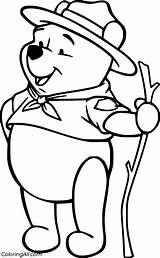 Winnie Holds A Stick Coloring Page  ColoringAll sketch template