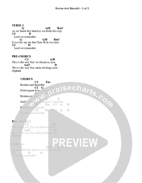 Broken And Beautiful Chords PDF (Brian Doerksen) - PraiseCharts