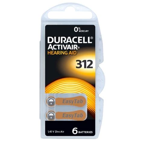 Duracell Activair Size 312 Hearing Aid Batteries - From £1.95 per pack ...