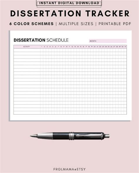 Dissertation Timeline Template Dissertation Work Plan - Etsy UK