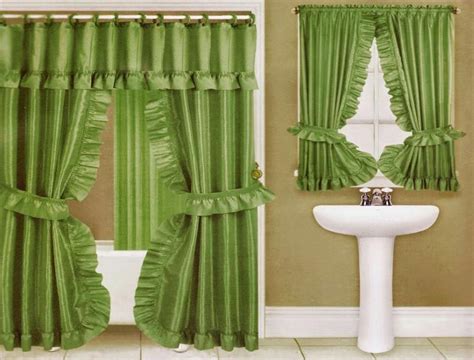 Curtain Ideas: Double swag shower curtain with matching window curtains