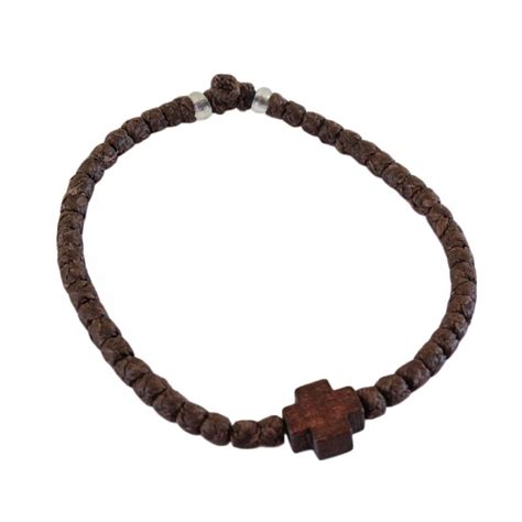 Prayer Rope Bracelet ~ Komboskini ~ Chotki - Brown with Brown Cross