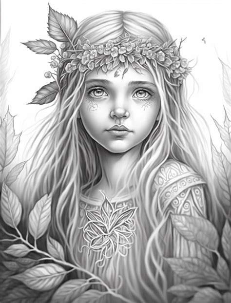 Cute Druid Girl Coloring Pages For Kids and Adults | Cartoon coloring ...