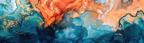 Premium Photo | Abstract teal coral navy alcohol ink background