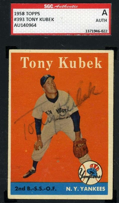 Tony Kubek 1958 Topps Hand Signed Sgc Original Authentic Autograph ...