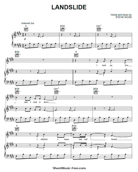 Landslide Sheet Music Fleetwood Mac - ♪ SHEETMUSIC-FREE.COM