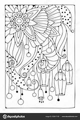 Art Therapy Background Coloring Black White Illustration Flower  sketch template
