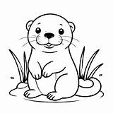 Premium Vector  Cute otter coloring Page For Children sketch template