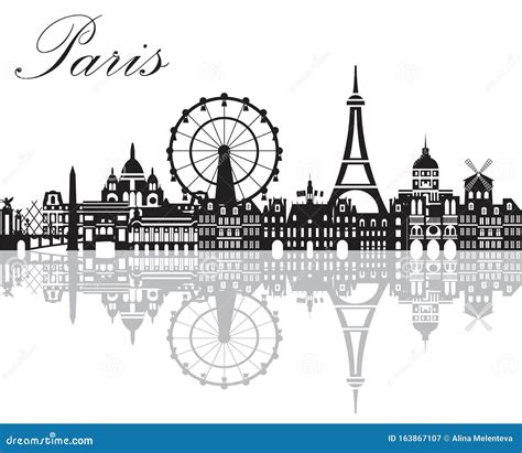 Paris City Skyline Vector 2 Editorial Photography - Illustration of ...