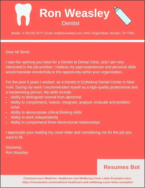 Dental Assistant Resume Sample Cover Letter - Resume Example Gallery