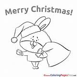 Rabbit For Kids Christmas Colouring Page sketch template