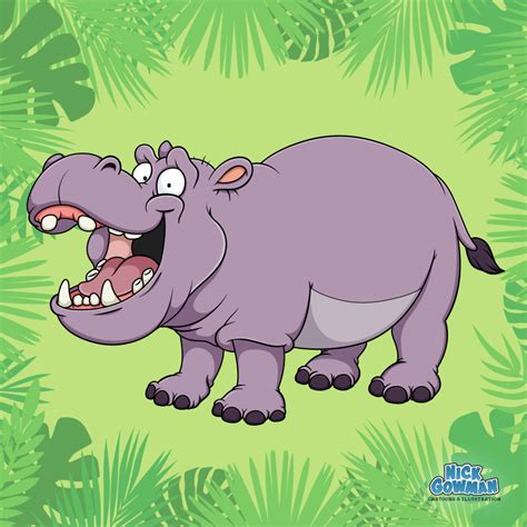 Cartoon Hippo | Cute cartoon Hippopotamus character