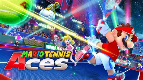 Mario Tennis Aces HD Wallpaper Featuring Mario and Princess Peach