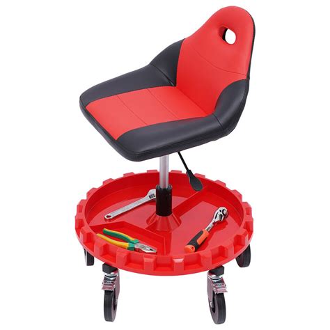 Adjustable Mechanics Work Seat Chair Rolling Shop Stool Roll Swivel Tool Garage | eBay