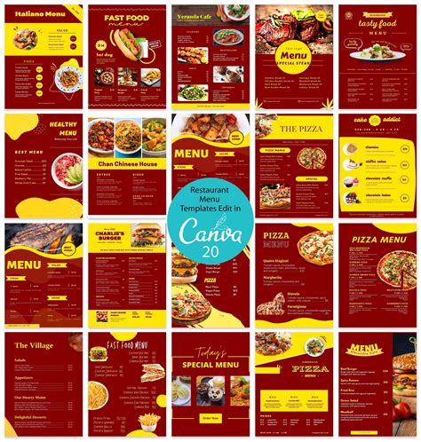 Restaurant Food Menu Canva Food Menu Templates Printable Restaurant Menu Template Cafe Menu Food ...