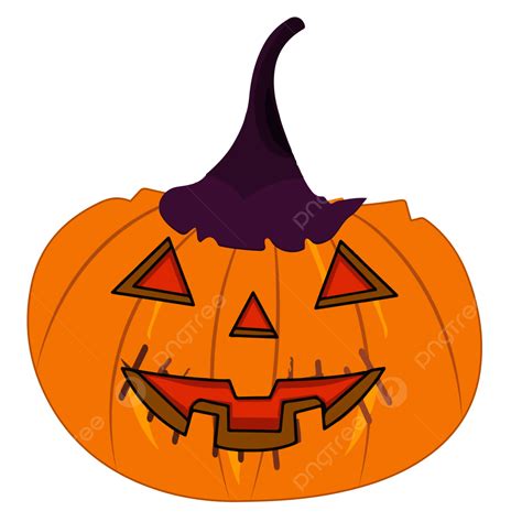 Halloween Scary Pumpkin With Witch Hat Transparent Vector, Horror ...