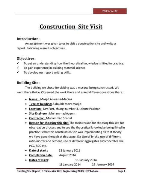 Site Visit Report Template (4) | PROFESSIONAL TEMPLATES | Report writing skills, Report writing ...