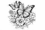 Flower and Butterfly coloring Pages Printable Butterflies With Flowers  sketch template