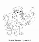 Coloring Page Outline Cartoon Girl Singing Stock Vector Royalty Free  sketch template
