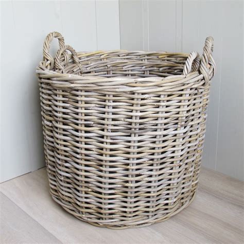 2 Round Rattan Baskets Log Laundry | Bliss and Bloom