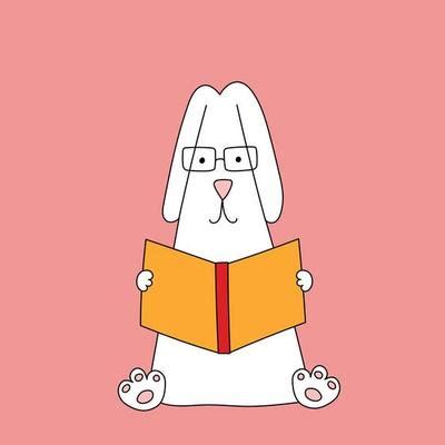 Rabbit Reading Vector Art, Icons, and Graphics for Free Download