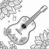 Acoustic Guitar With Flowers Coloring Page 3031 2418 sketch template