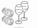 Grapes With Wine Glass Coloring Page For Kids  Free Grape Printable sketch template