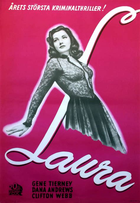 "GENE TIERNEY" MOVIE POSTER - "LAURA" MOVIE POSTER