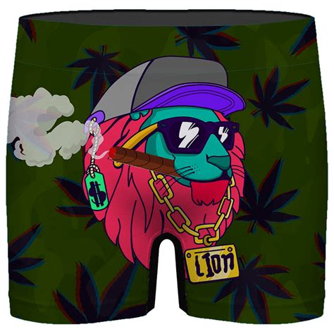 Cool Lion Head Smoking Blunt 420 Marijuana Men’s Boxers