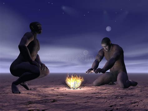 Erectus And Fire - 3D Render Stock Photography - Image: 32273302