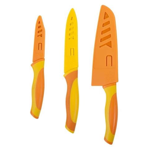 Core Kitchen Banana / Mandarin 3pc Knife Set w/ Sheaths - Paring Utility Santoku | eBay