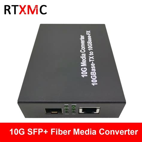 10G Enhanced SFP+ Media Converter 10GBase-T Ethernet Switch RJ45 to Optical Fiber Optic ...