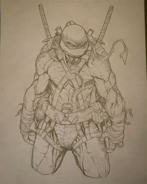 Leonardo sketch I drew up for practice. 9x12 Bristol sheet pencils only | Ninja turtle drawing ...