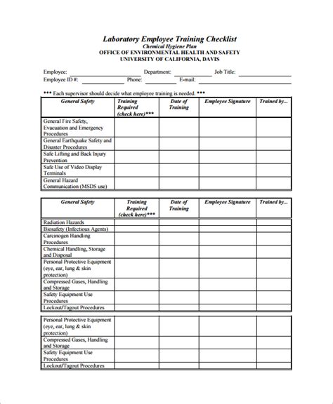 FREE 16+ Training Checklist Samples in Excel | PDF | MS Word | Google ...