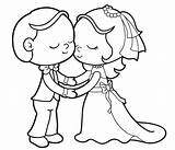 Romantic Bride And groom coloring Page For Kids sketch template