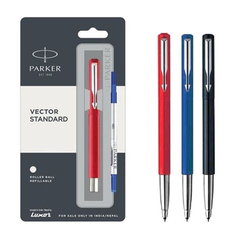 Plastic Parker Vector Standard Roller Ball Pen With Stainless Steel Trim at Rs 300/pack in Noida