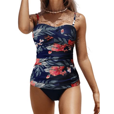 BIKINX Tankini Swimsuits for Women Plus Size Swimwear Tummy Control Two Piece Bathing Suits ...