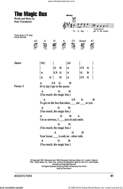 The Magic Bus sheet music for ukulele (chords) (PDF)