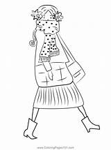 Walking Girl With Bag Coloring Page For Kids  Free Girls Printable sketch template