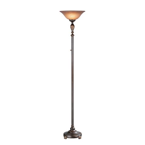 Lite Source 71-in Dark Bronze 3-Way Torchiere Floor Lamp with Glass ...