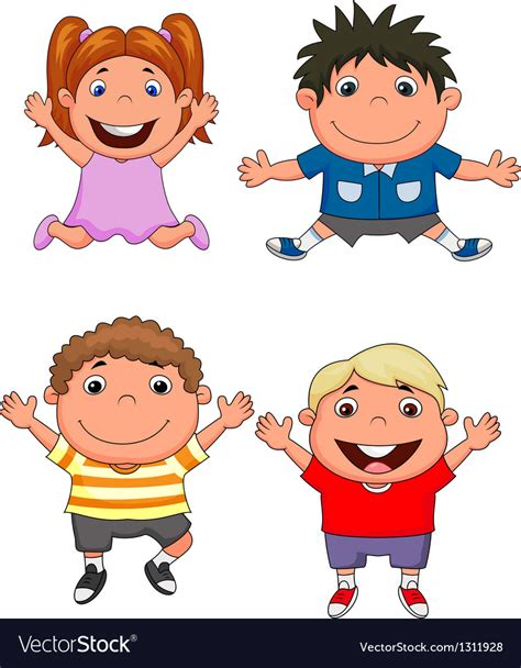 Happy kids cartoon set Royalty Free Vector Image